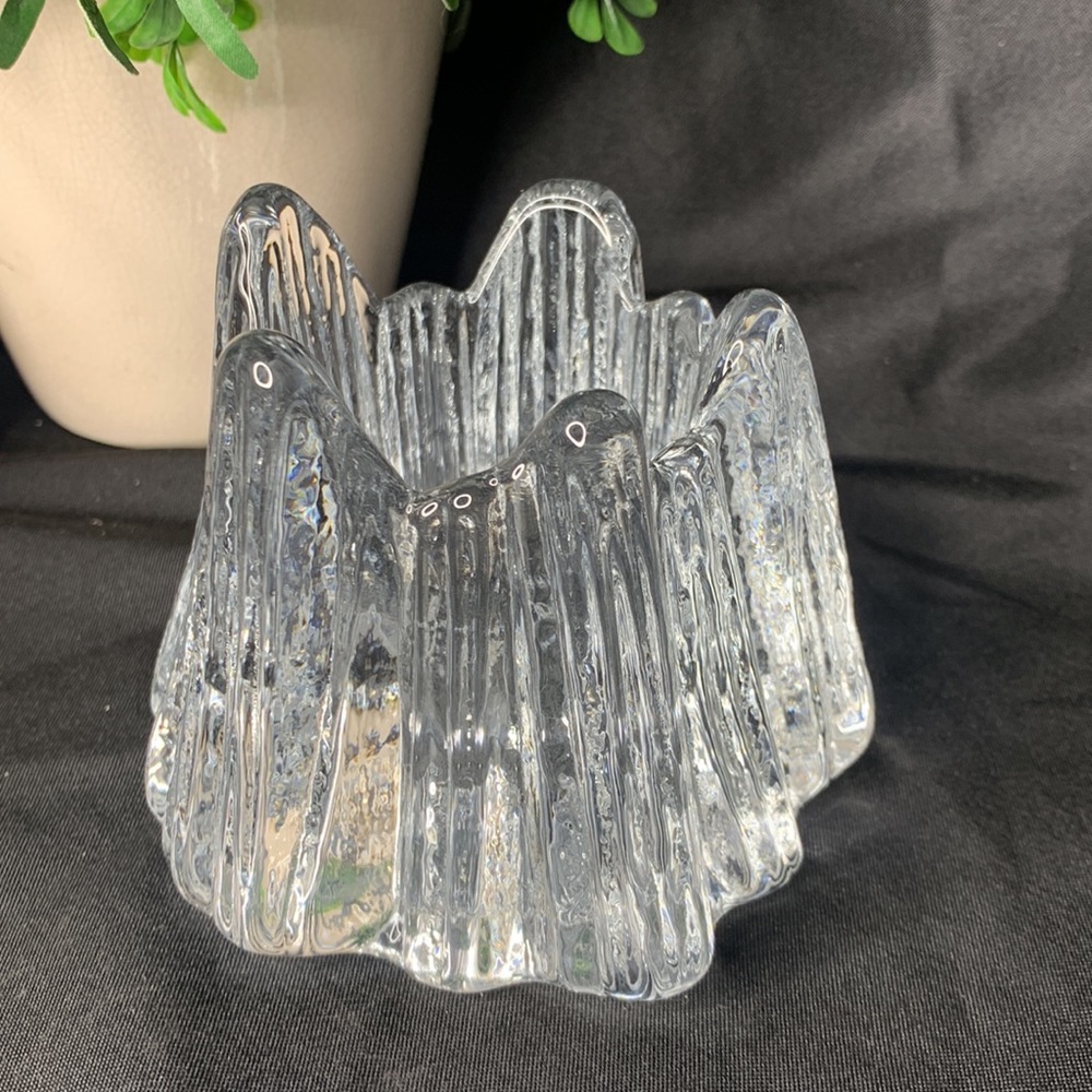 Beautiful Nybro Sweden crystal Volcano Votive Candle Holder by Rune Strand